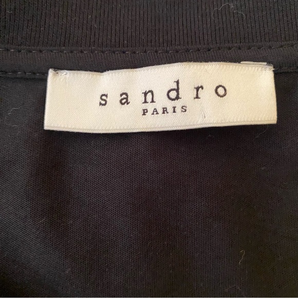 Sandro Paris black cotton and velvet wonder tshirt - Picture 5 of 6